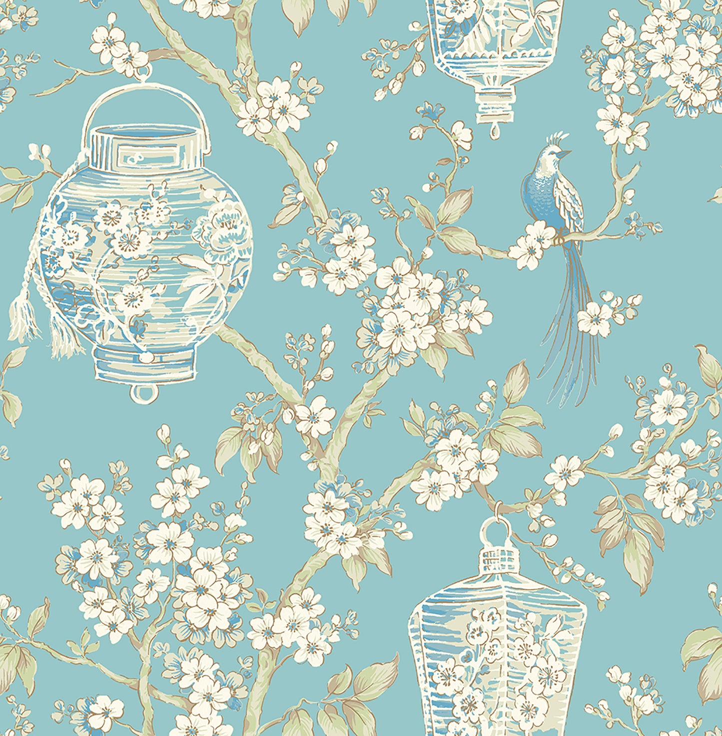 Select 2702-22759 Serenity Turquoise Lanterns by A-Street Prints Wallpaper