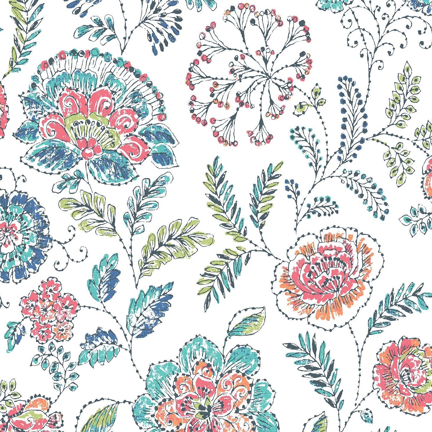 Order 2744-24109 Solstice Teal Flowers A-Street Prints Wallpaper