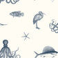 Save 2766-12011 KItchen  Bath Essentials Ventura Navy Sea Creature Brewster Wallpaper