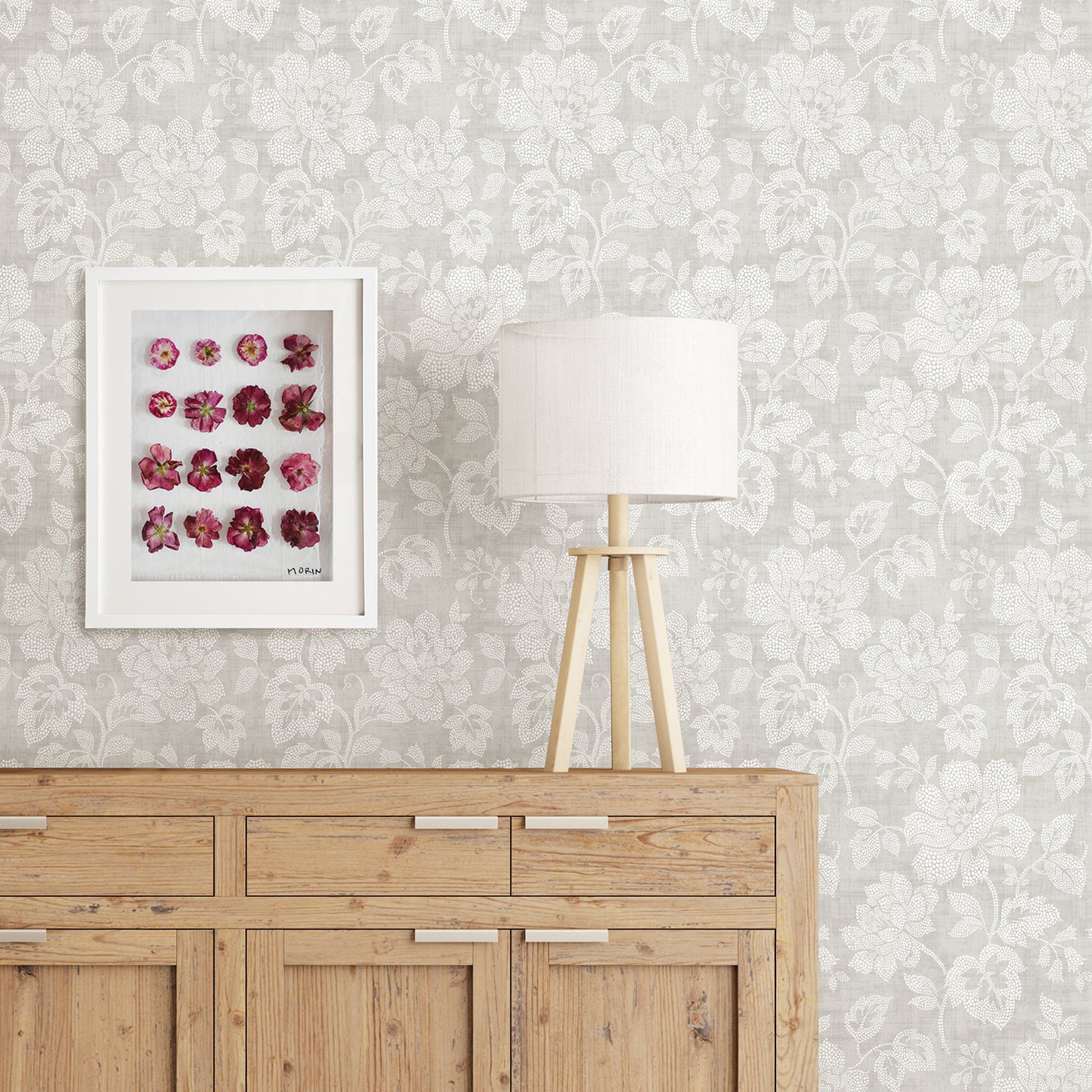 Acquire 2766 22736 Kitchen Bath Essentials Tansy Light Grey Floral Scroll Brewster Wallpaper