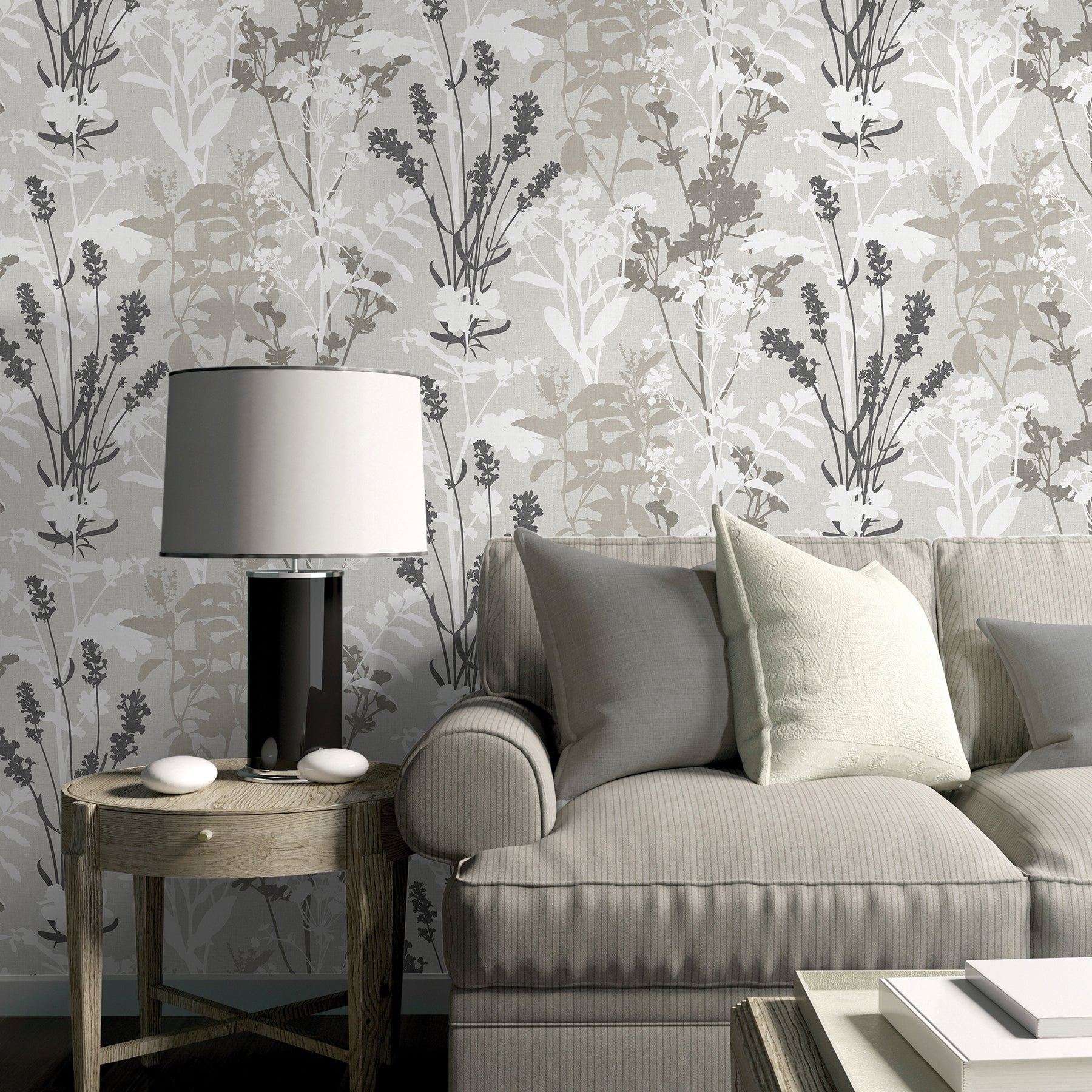 Select 2814-24571 bath greys flowers wallpaper advantage Wallpaper