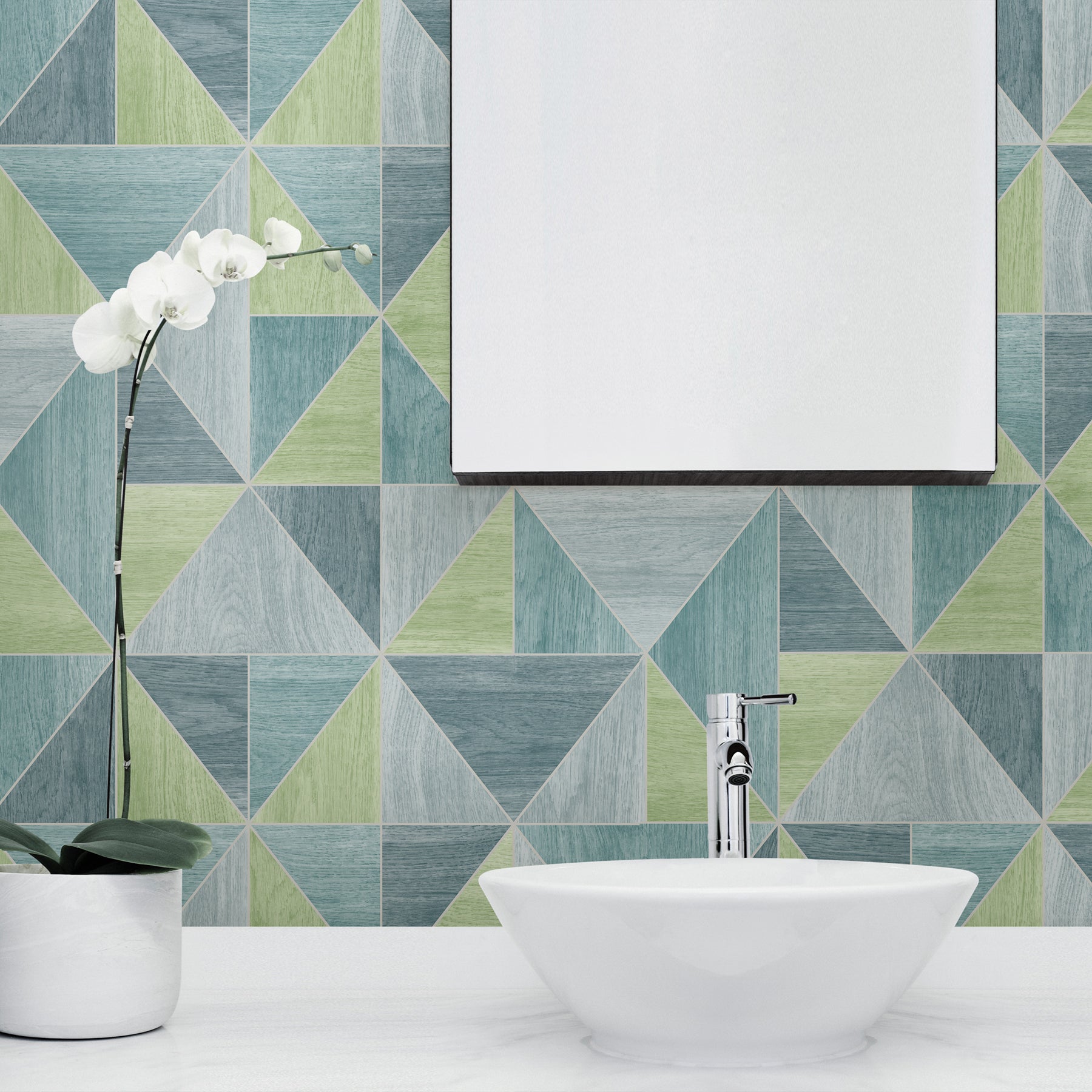 Shop 2814-24961 bath blues geometric wallpaper advantage Wallpaper