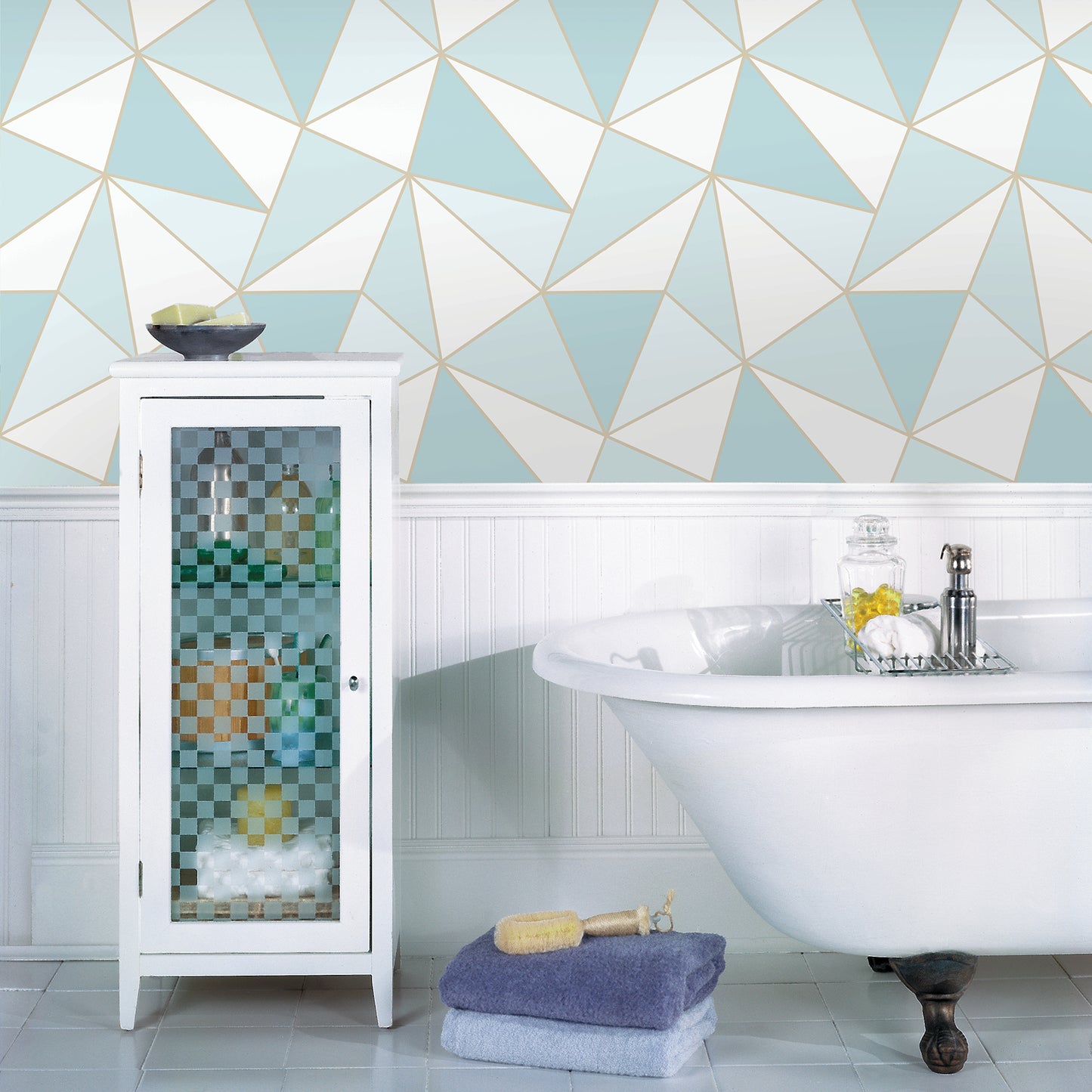 Acquire 2814-24978 bath multicolor geometric wallpaper advantage Wallpaper