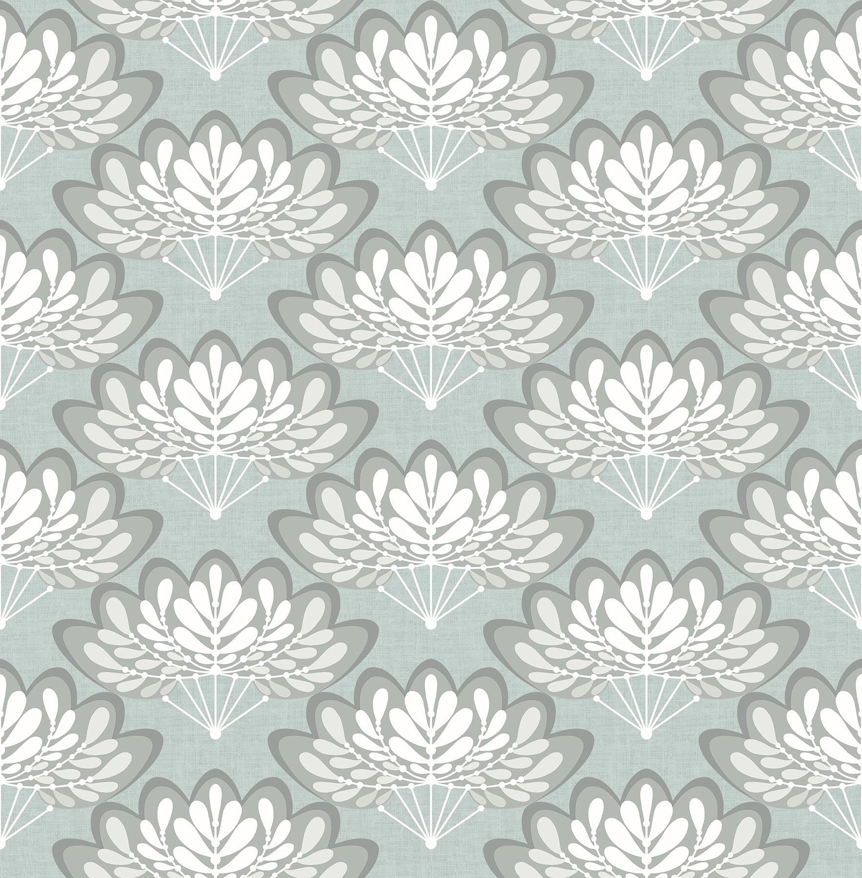 Order 2861-25755 Equinox Lotus Light Blue Floral Fans Blue A-Street Prints Wallpaper