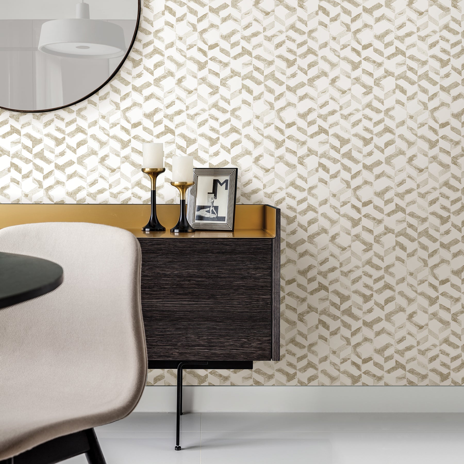 Select 2902-25500 Theory Instep Champagne Abstract Geometric A Street Prints Wallpaper