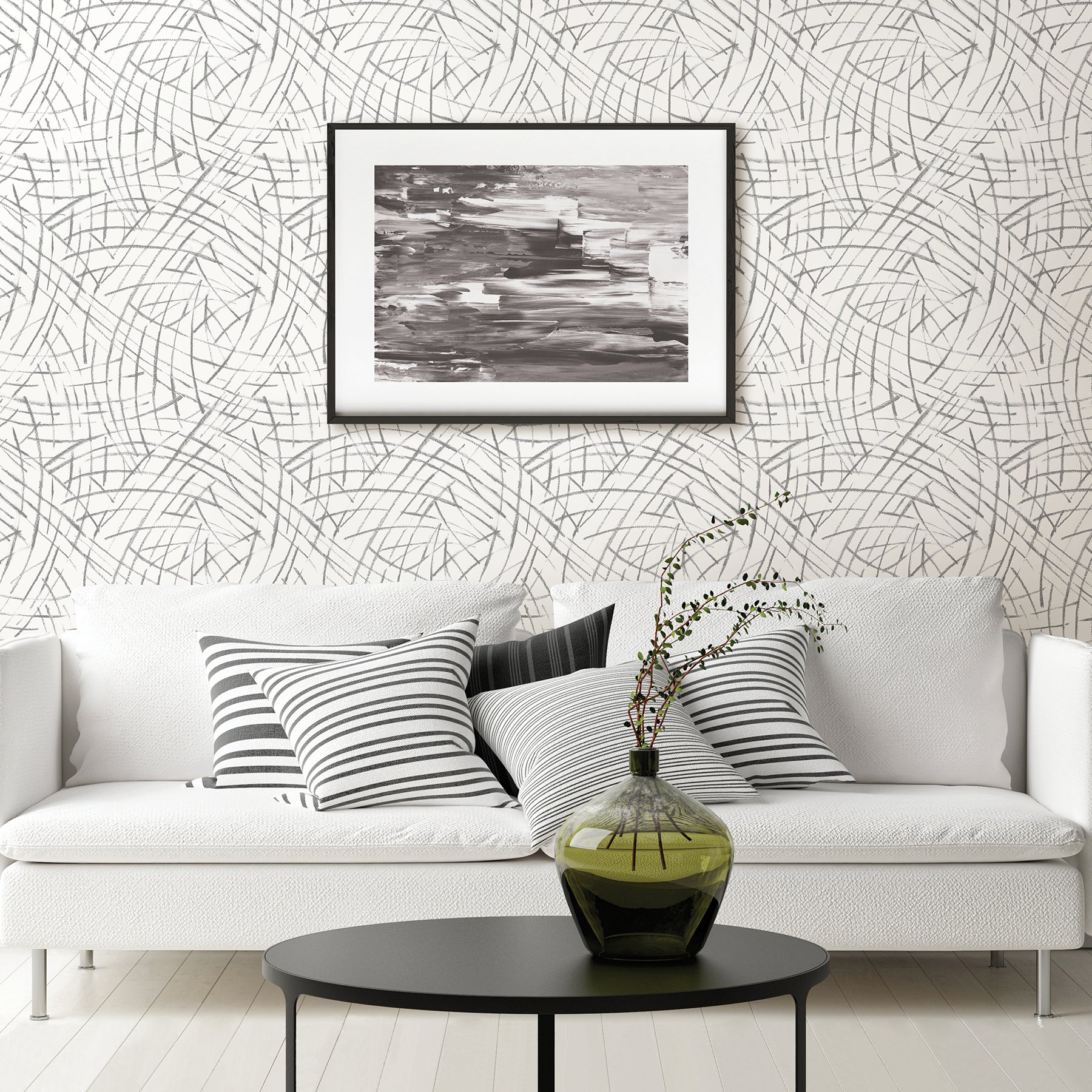 View 2902-25507 Theory Willy Nilly Grey Brushstrokes A Street Prints Wallpaper
