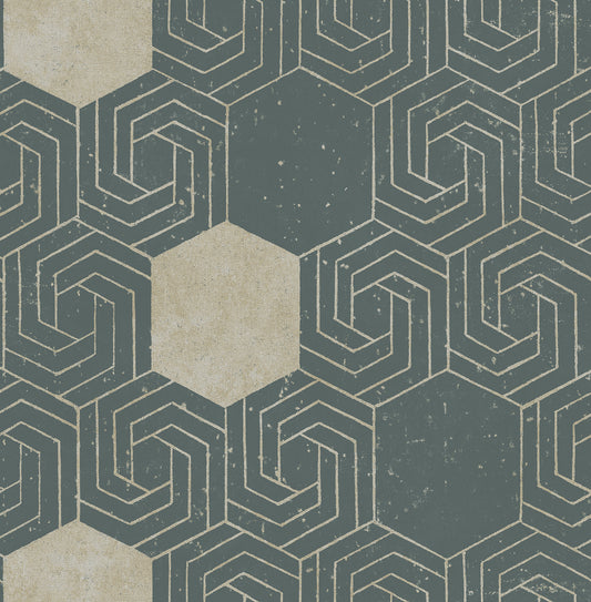 Buy 2902-25545 Theory Momentum Dark Green Geometric A Street Prints Wallpaper