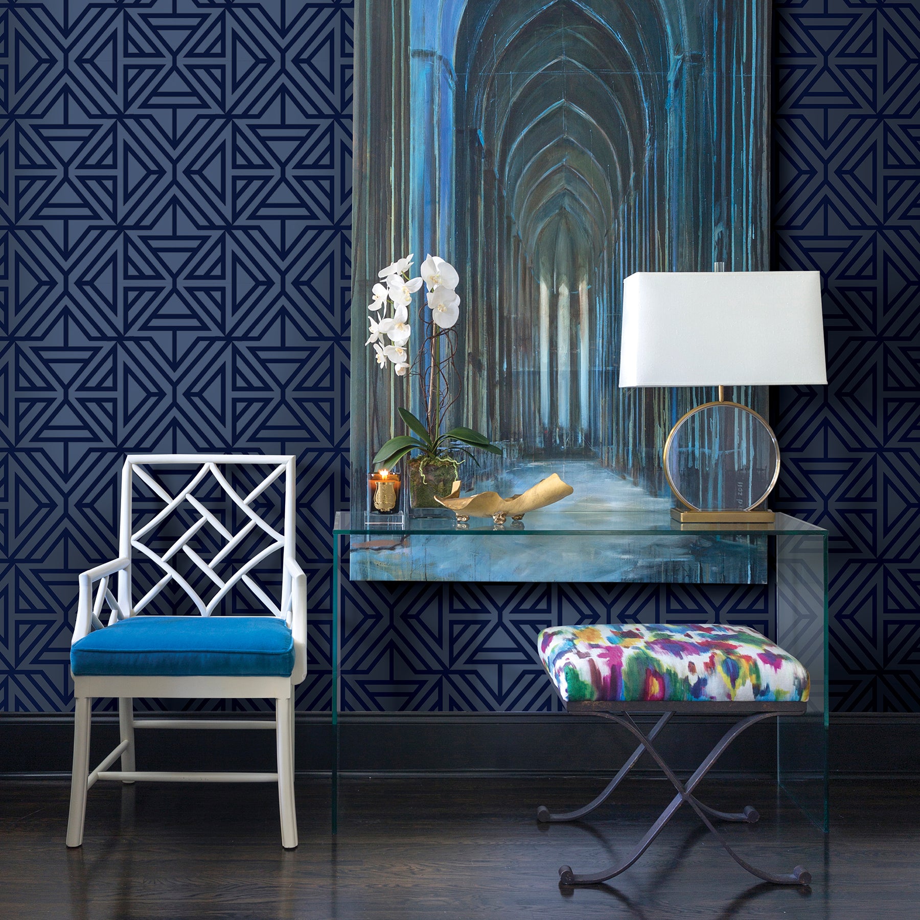 Acquire 2902-87333 Theory Helios Blue Geometric A Street Prints Wallpaper