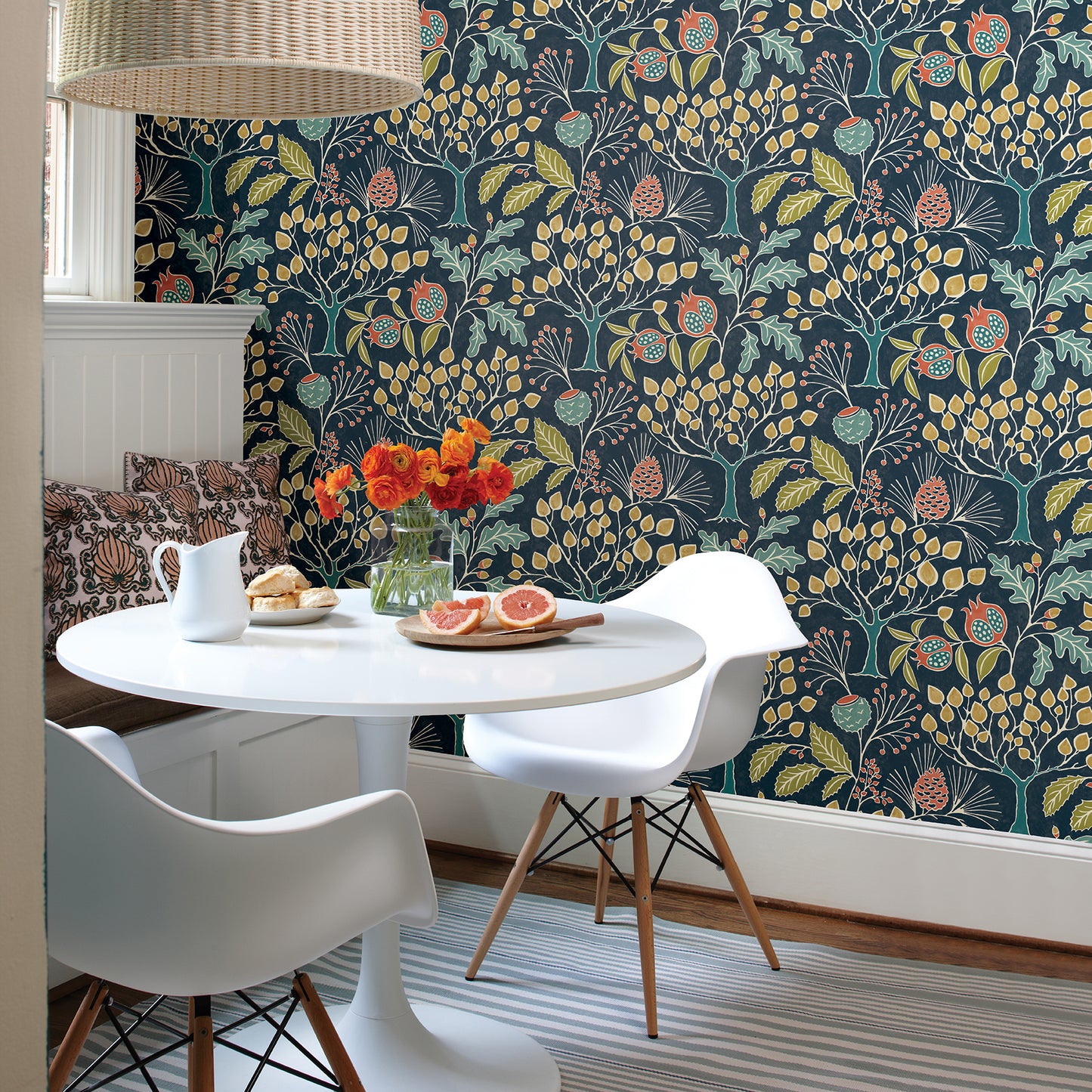 Acquire 2903-25830 Blue Bell Shiloh Navy Botanical A Street Prints Wallpaper