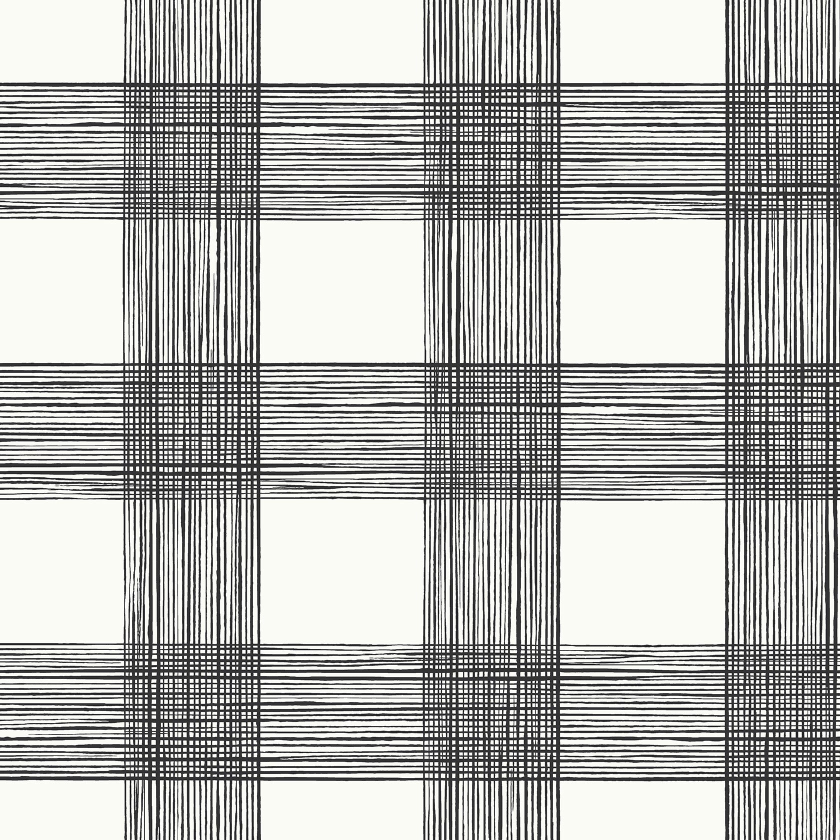 Select 2927-80900 Newport Scarborough Black Striated Plaid Black A-Street Prints Wallpaper