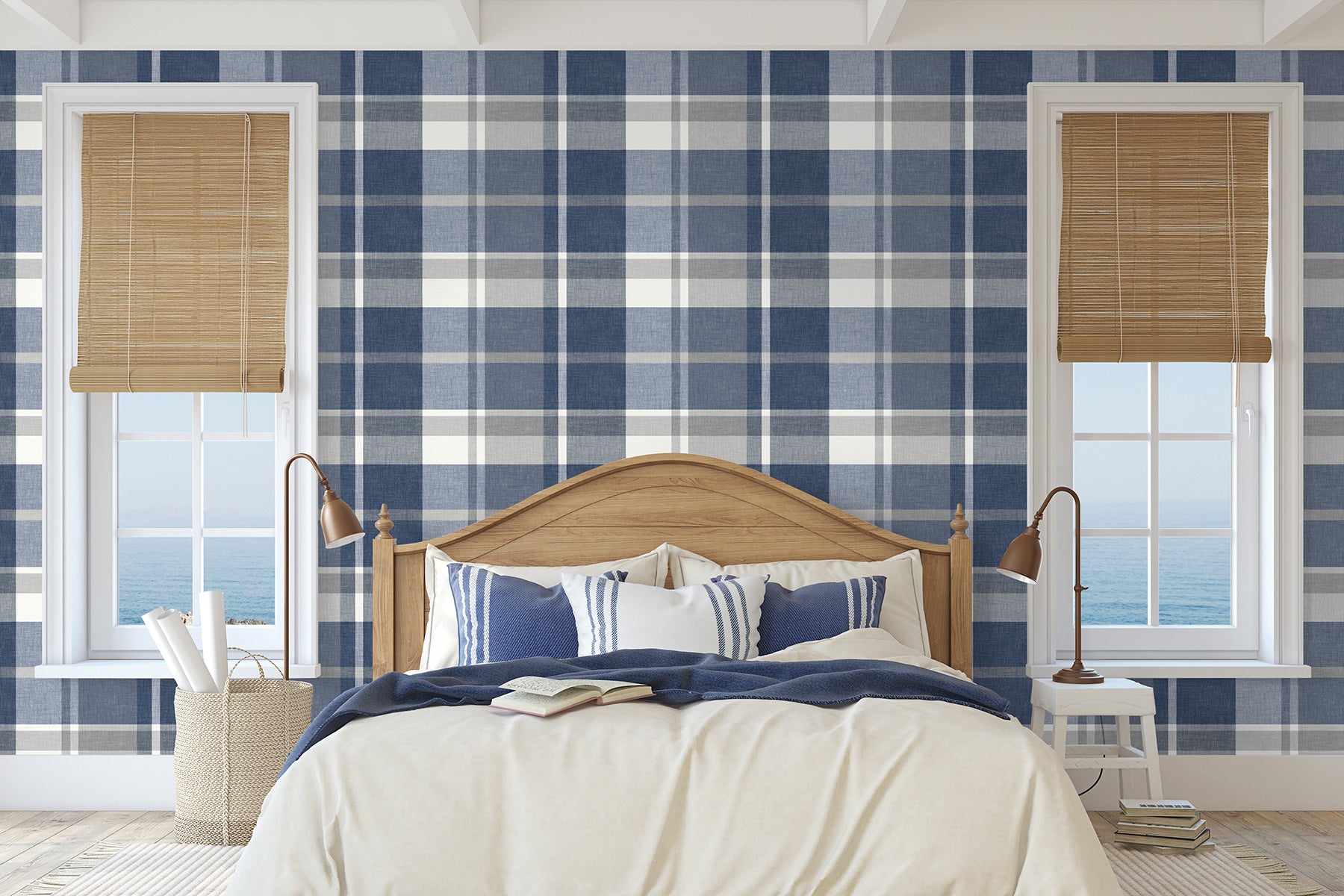 2927-81102 | Newport, Madaket Indigo Plaid Indigo - A-Street Prints  Wallpaper