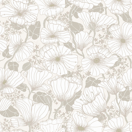 Shop 2932-65109 Lina Matilda Grey Poppy Fields Neutral A-Street Prints Wallpaper