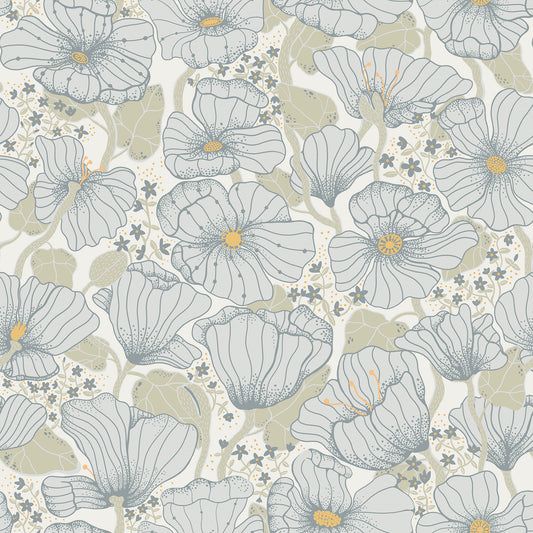 Buy 2932-65110 Lina Matilda Blue Poppy Fields Blue A-Street Prints Wallpaper