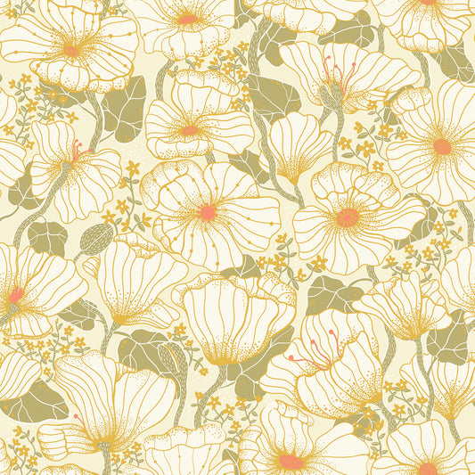 View 2932-65111 Lina Matilda Green Poppy Fields Green A-Street Prints Wallpaper