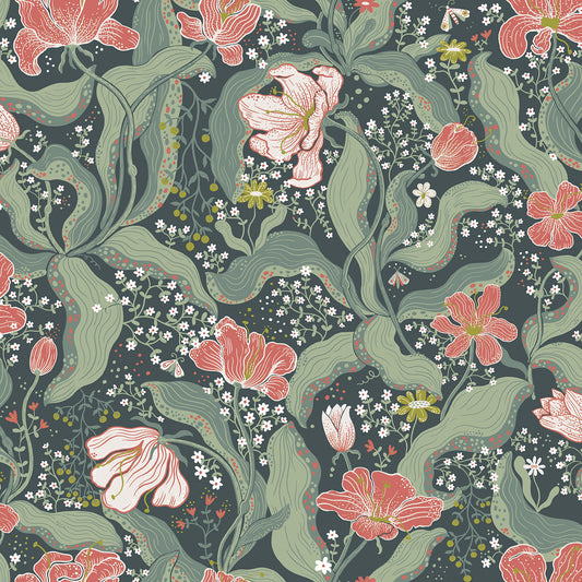 Purchase 2932-65116 Lina Bodri Turquoise Tulip Garden Blue A-Street Prints Wallpaper