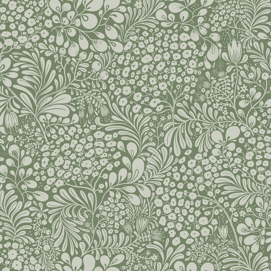 Search 2932-65125 Lina Siv Dark Green Botanical Green A-Street Prints Wallpaper