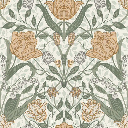 Shop 2948-33006 Spring Tulipa Green Floral Green A-Street Prints Wallpaper