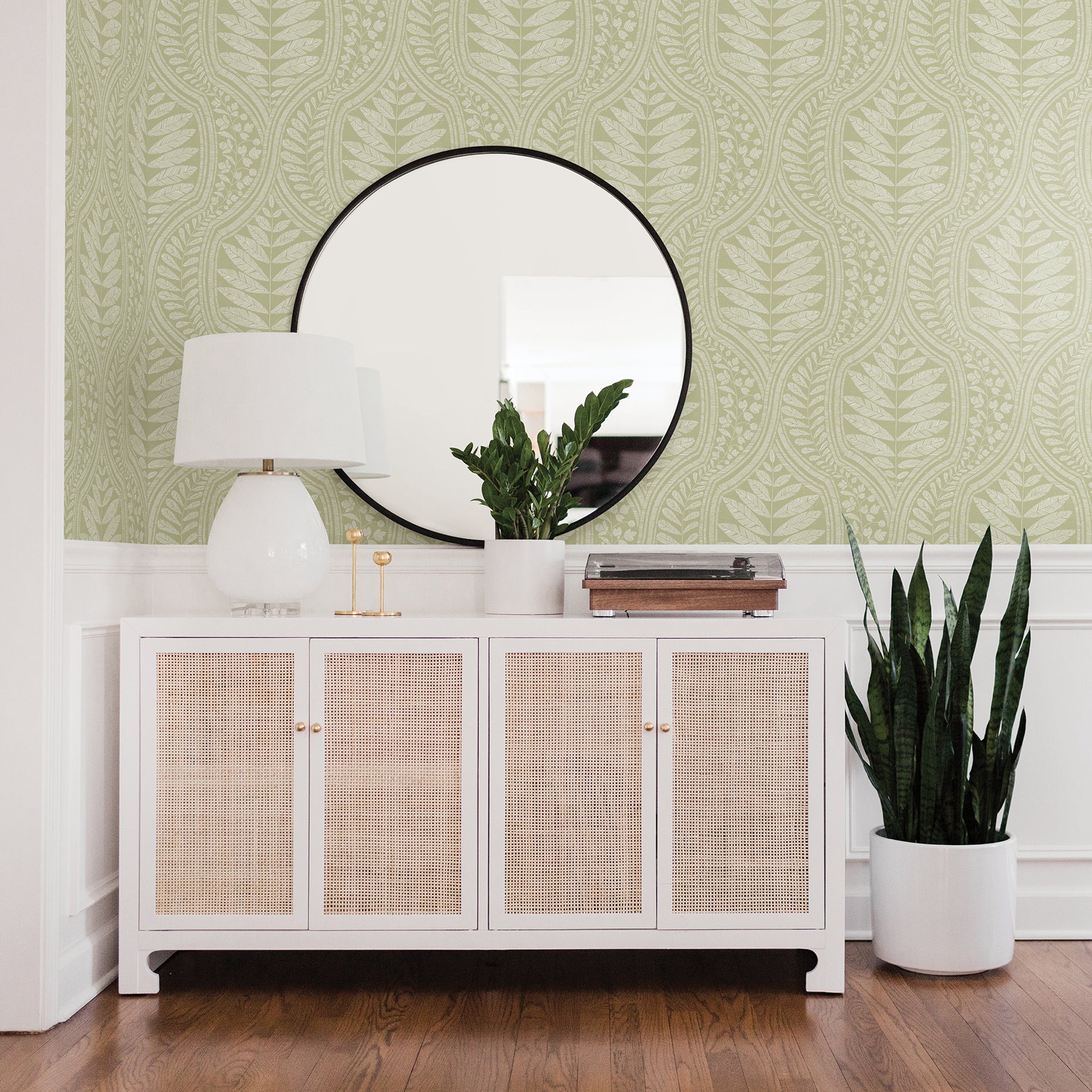 Find 2964-25952 Scott Living Juno Green Ogee Green A-Street Prints Wallpaper