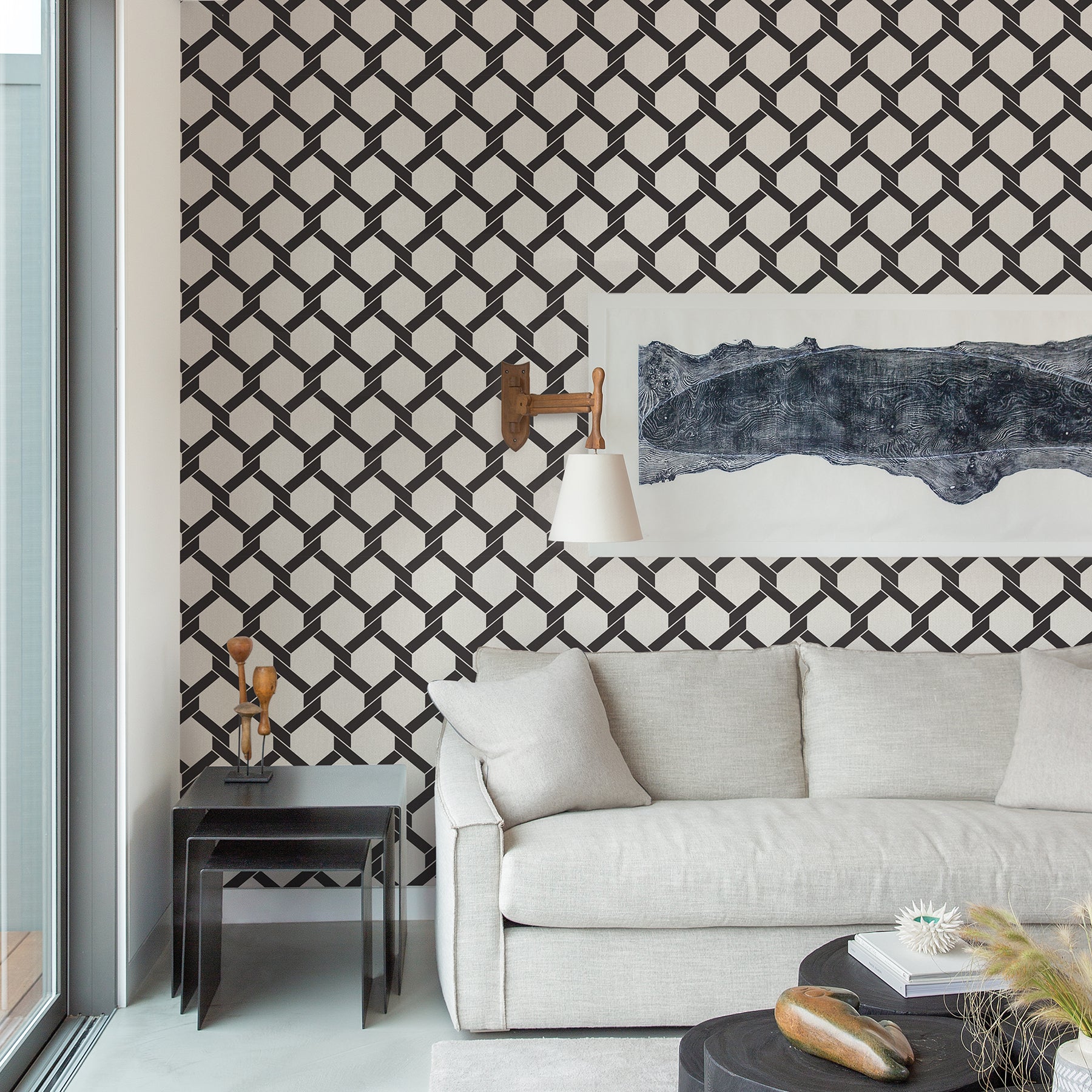 Save on 2971-86310 Dimensions Payton Black Hexagon Trellis Black A-Street Prints Wallpaper