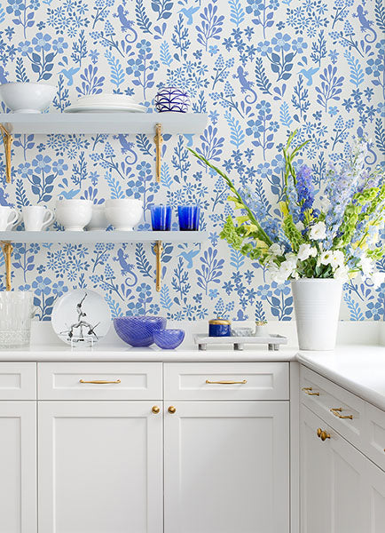 Purchase 2980-26171 Advantage Wallpaper, Karina Blue Meadow - Splash1