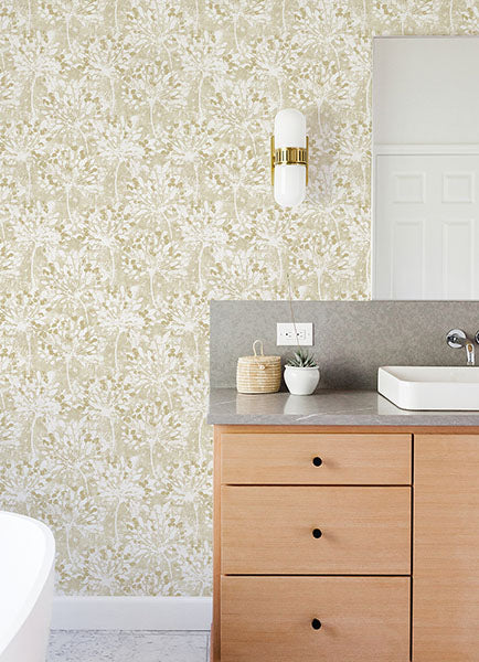 Purchase 2980-26188 Advantage Wallpaper, Dori Gold Painterly Floral - Splash1