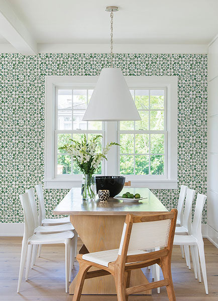 Purchase 2980-26193 Advantage Wallpaper, Izeda Green Floral Tile - Splash12