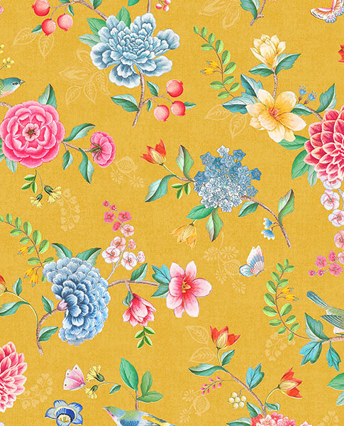 Order 300104 Pip Studio Vol. 5 Good Evening Yellow Floral Garden Yellow by Eijffinger Wallpaper