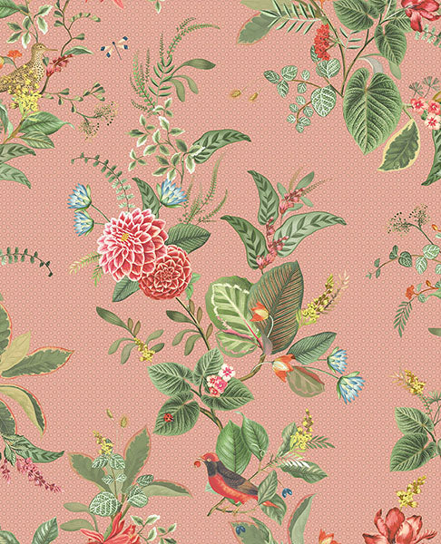 Select 300111 Pip Studio Vol. 5 Floris Pink Woodland Floral Pink by Eijffinger Wallpaper