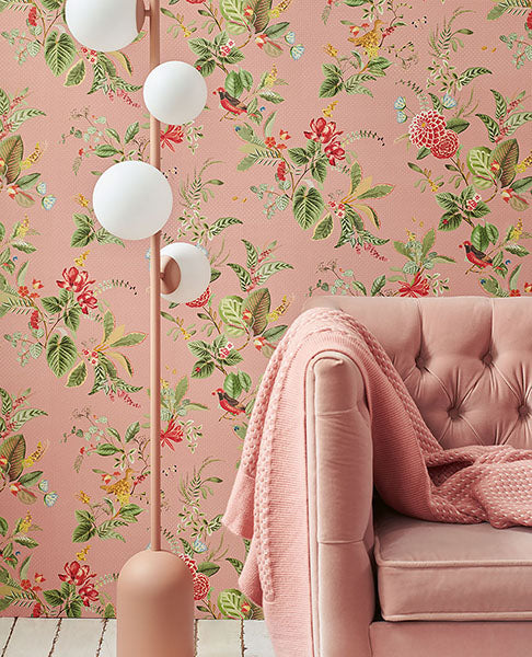 Find 300111 Pip Studio Vol 5 Floris Pink Woodland Floral Pink Eijffinger Wallpaper