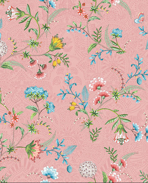 Acquire 300122 Pip Studio Vol. 5 La Majorelle Pink Ornate Floral Pink by Eijffinger Wallpaper