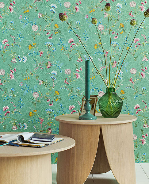 Purchase 300124 Pip Studio Vol 5 La Majorelle Green Ornate Floral Green Eijffinger Wallpaper