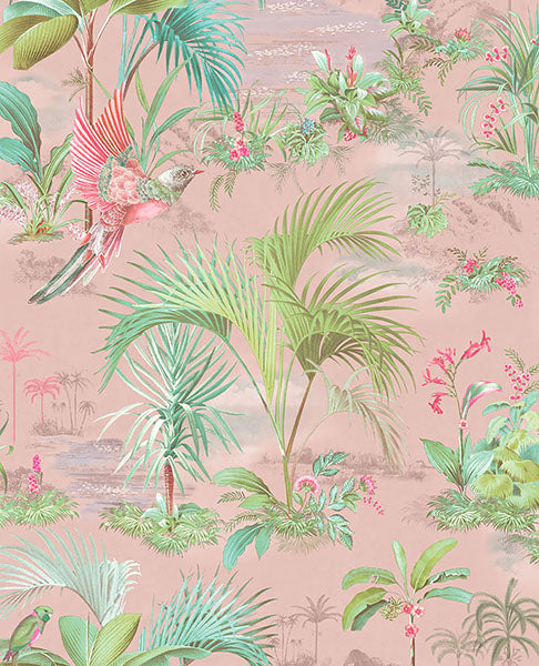 Select 300141 Pip Studio Vol. 5 Calliope Pink Palm Scenes Pink by Eijffinger Wallpaper