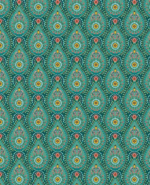 Search 300152 Pip Studio Vol. 5 Garden Party Teal Raindrops Teal by Eijffinger Wallpaper