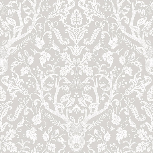 Shop 3118-12701 Birch & Sparrow Kiwassa Antler Damask Taupe by Chesapeake Wallpaper
