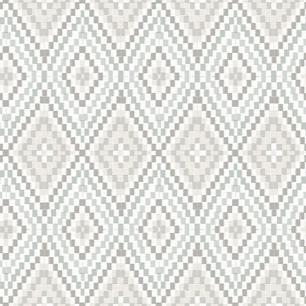 View 3118-12712 Birch & Sparrow Ganado Geometric Ikat Grey by Chesapeake Wallpaper