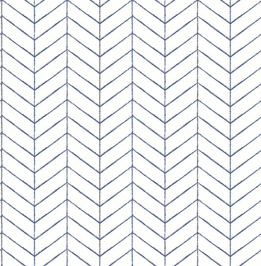 Find 3118-25096 Birch & Sparrow Bison Herringbone Navy by Chesapeake Wallpaper