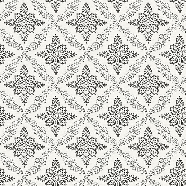 Search 3119-13534 Kindred Wynonna Black Geometric Floral Black by Chesapeake Wallpaper