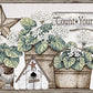 Looking 3119-13581B Kindred Geranium Multicolor Flower Pot Border Multicolor by Chesapeake Wallpaper