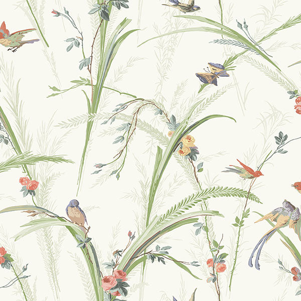 Search 3119-19321 Kindred Meadowlark Light Green Botanical Green by Chesapeake Wallpaper