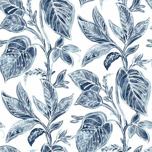 Looking 3120-13625 Sanibel Mangrove Blue Botanical Blue by Chesapeake Wallpaper