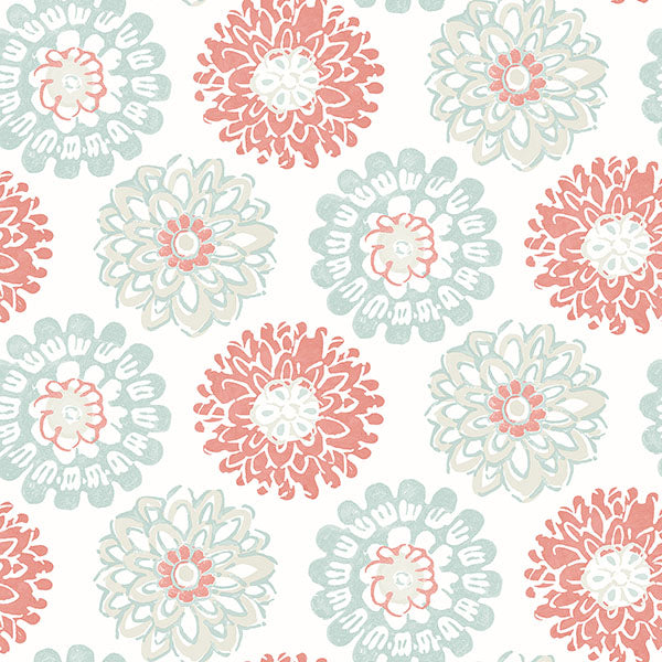 Select 3120-13701 Sanibel Sunkissed Coral Floral Coral by Chesapeake Wallpaper