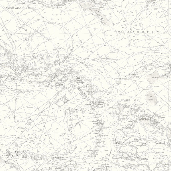 View 3120-161710 Sanibel Charts Grey Map Grey by Chesapeake Wallpaper