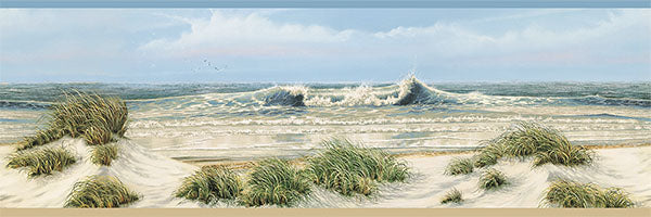 Order 3120-53611B Sanibel Falmouth Beige Shoreline Border Beige by Chesapeake Wallpaper