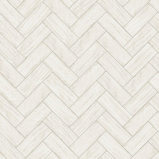 Acquire 3122-10100 Flora & Fauna Kaliko White Wood Herringbone Neutral by Chesapeake Wallpaper