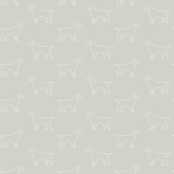 Shop 3122-10414 Flora & Fauna Yoop Grey Dog Grey by Chesapeake Wallpaper