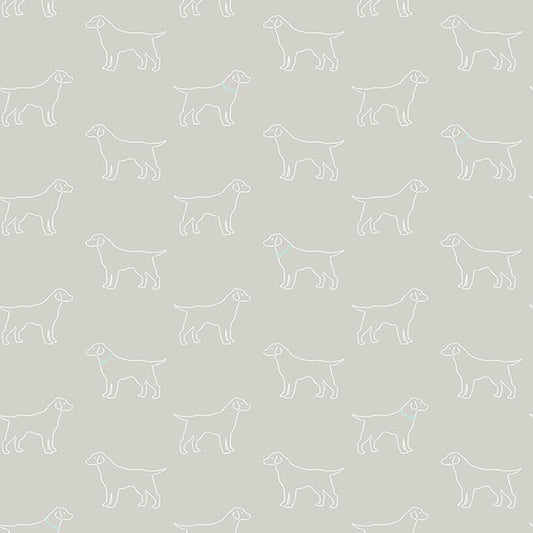 Shop 3122-10414 Flora & Fauna Yoop Grey Dog Grey by Chesapeake Wallpaper