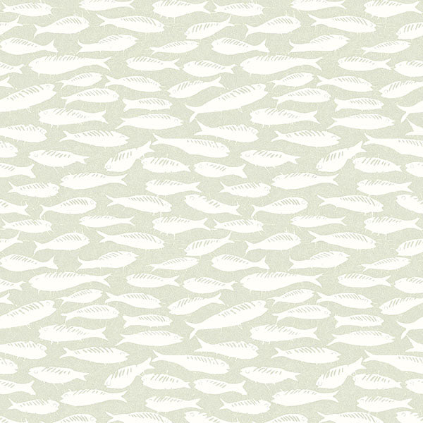 View 3122-10514 Flora & Fauna Nunkie Sage Sardine Green by Chesapeake Wallpaper