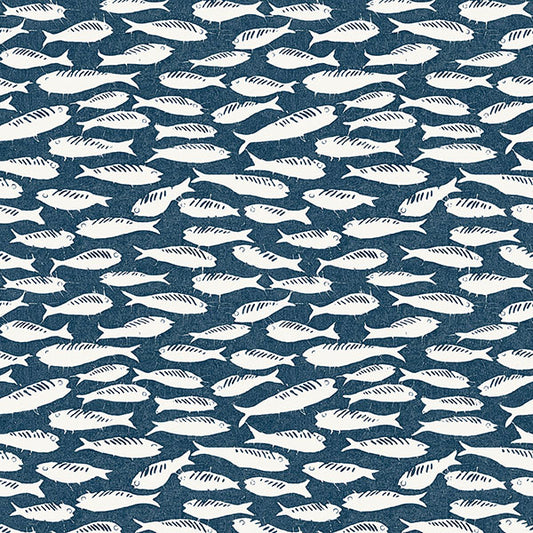 Purchase 3122-10522 Flora & Fauna Nunkie Navy Sardine Blue by Chesapeake Wallpaper