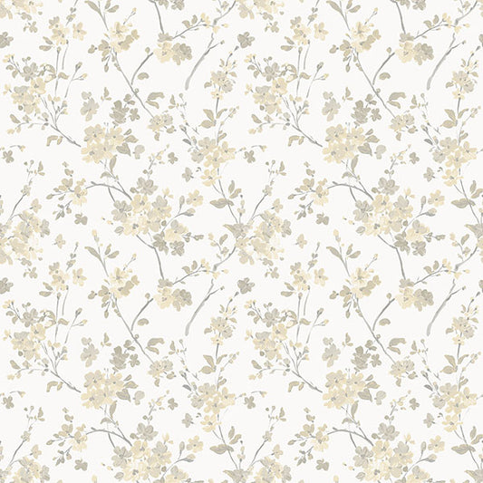 Search 3122-10903 Flora & Fauna Glinda Light Yellow Floral Trail Yellow by Chesapeake Wallpaper