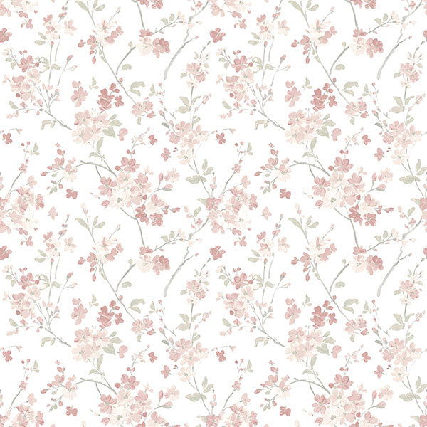 Shop 3122-10908 Flora & Fauna Glinda Rose Floral Trail Pink by Chesapeake Wallpaper